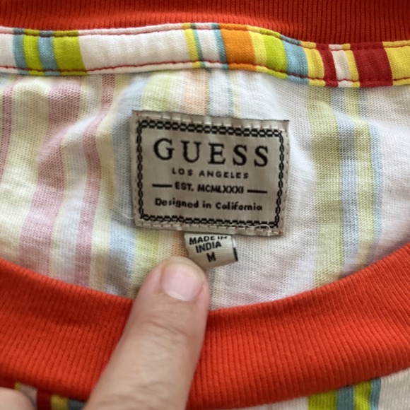 Guess Los Angeles Men's TShirt Striped Short-Sleeve California Beach Skater Sz M - Picture 3 of 6